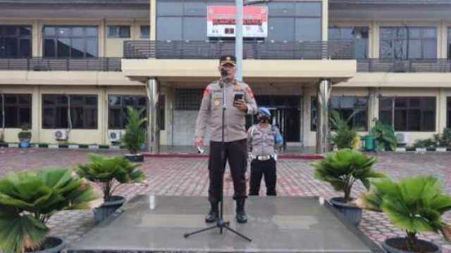 Kabagops Polres Cilegon Pimpin Apel Pengecekan Kesiapan BKO Pilkades Kabupaten Lebak 