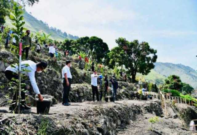 Presiden Tanam Pohon Bersama Masyarakat di Simangulampe, Humbang Hasundutan, Sumut