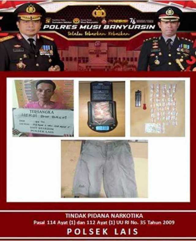 Lagi, Polsek Lais, Muba, Tangkap Bandar Narkoba