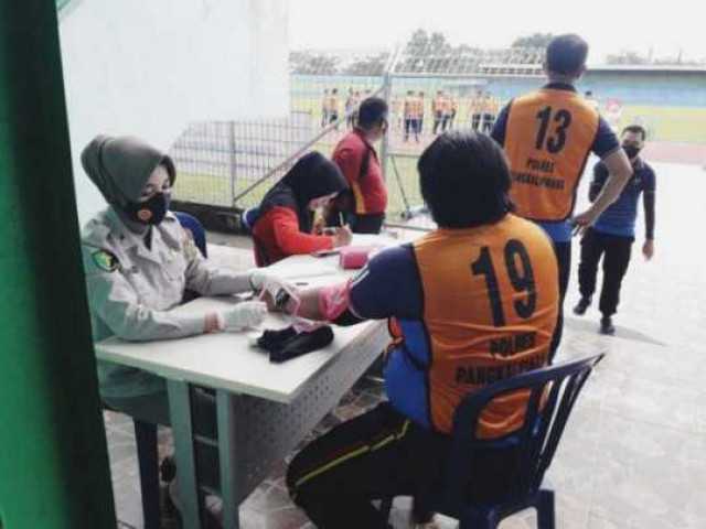 Personel Polres Pangkalpinang Laksanakan Tes Kesjas Berkala Semester I T.A 2022