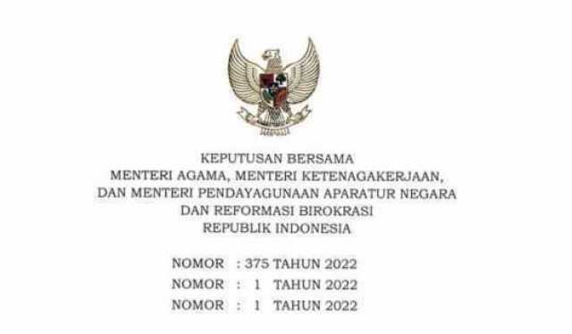 Inilah SKB 3 Menteri Perubahan Hari Libur Nasional dan Cuti Bersama Tahun 2022