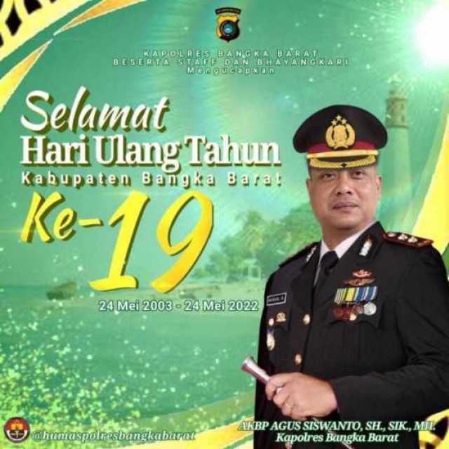 Ulang Tahun Kabupaten Bangka Barat Ke-19 , Kapolres Ucapkan Ini