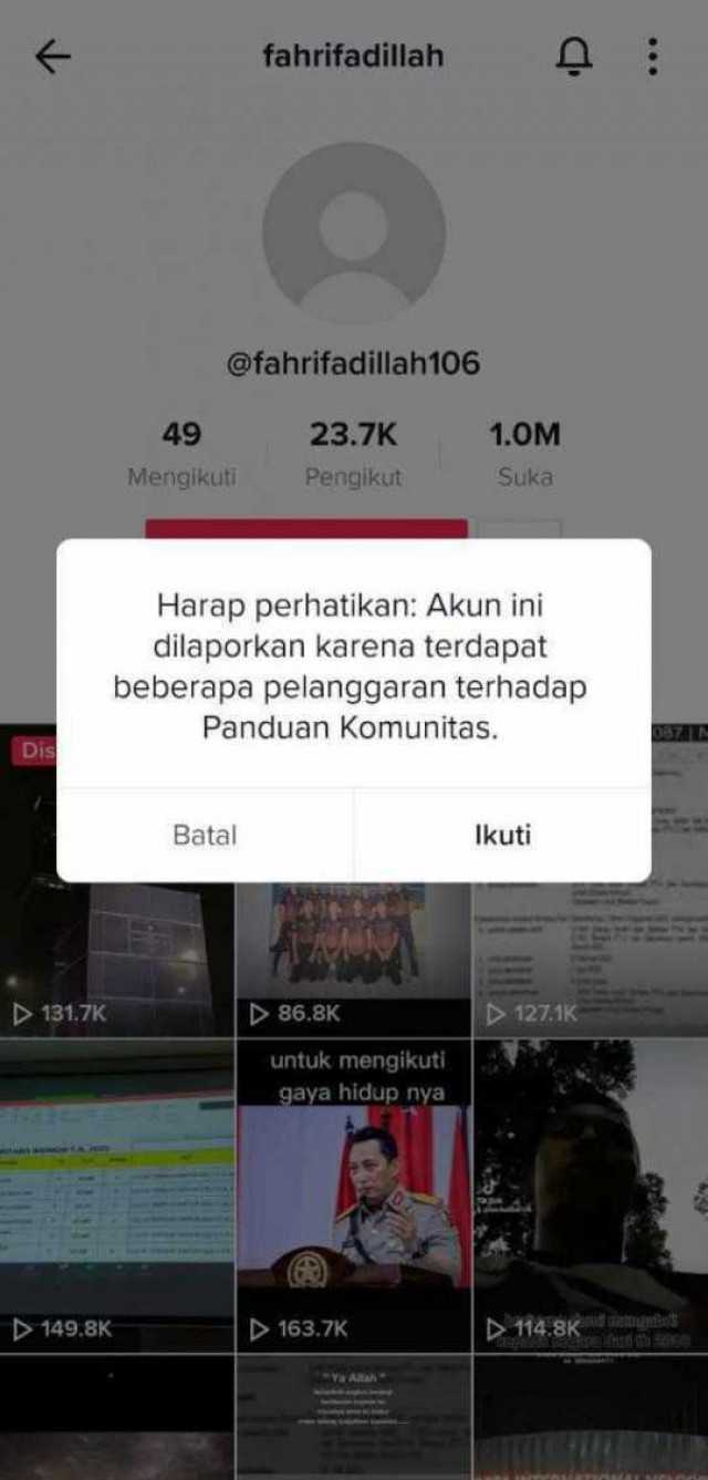 Gagal Calon Bintara, Tiktok Fahri F Dapat Notifikasi