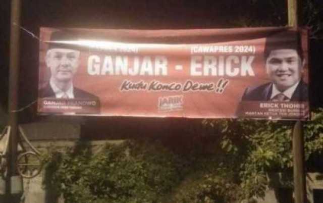 Jadi Perbincangan Hangat, Spanduk Ganjar-Erick Tohir Bermunculan di Kota Solo Terkait Pilpres 2024