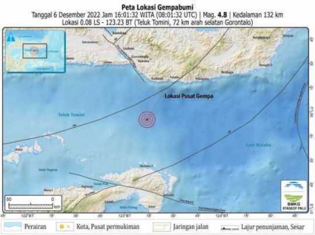 Gorontalo Diguncang Gempa Magnitudo 4,8