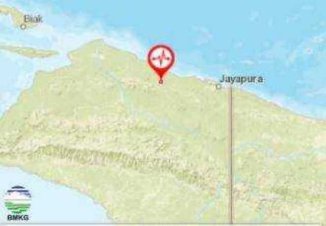 Gempa Magnitudo 5,1 Guncang Kabupaten Sarmi Papua