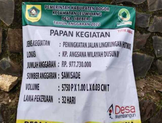 Pemdes Cibeber Dua Realisasi SamiSade di kecamatan Leuwiliang Diapresiasi