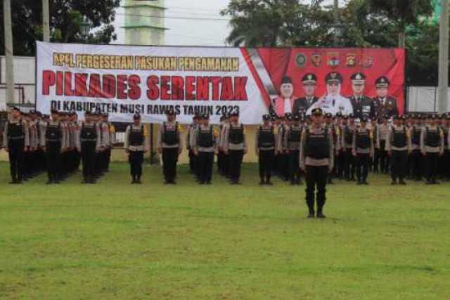 Polres Musi Rawas Gelar Apel Pergeseran Pasukan Pengaman Pilkades Serentak