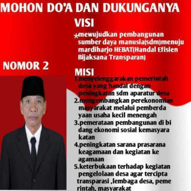 R Suprapto Calon Kades No Urut 2 Desa Mardiharjo, Siap Melaksanakan Visi Misi "Hebat"