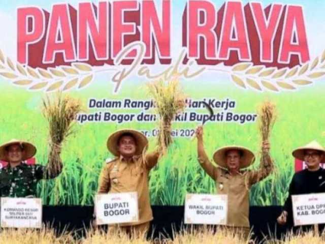 Panen Raya Padi di Leuwisadeng Bogor, Rudy Susmanto Jaro Ade Komitmen Lindungi Petani dan Lahan Pertanian,