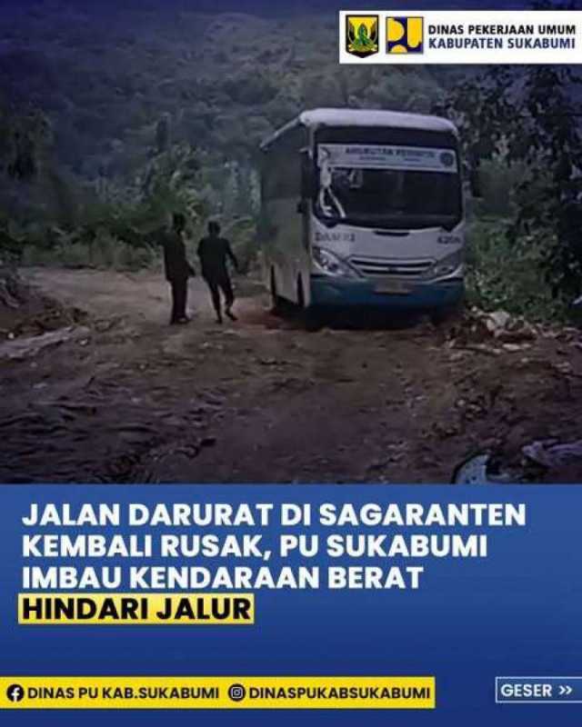 Jalan Darurat Ciguyang–Jampangkulon Kembali Disorot, Bus Damri Terkendala Akibat Jalan Licin