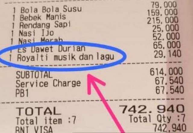 Viral Royalti Musik Masuk Struk Restoran, Konsumen Jangan Mau Bayar!