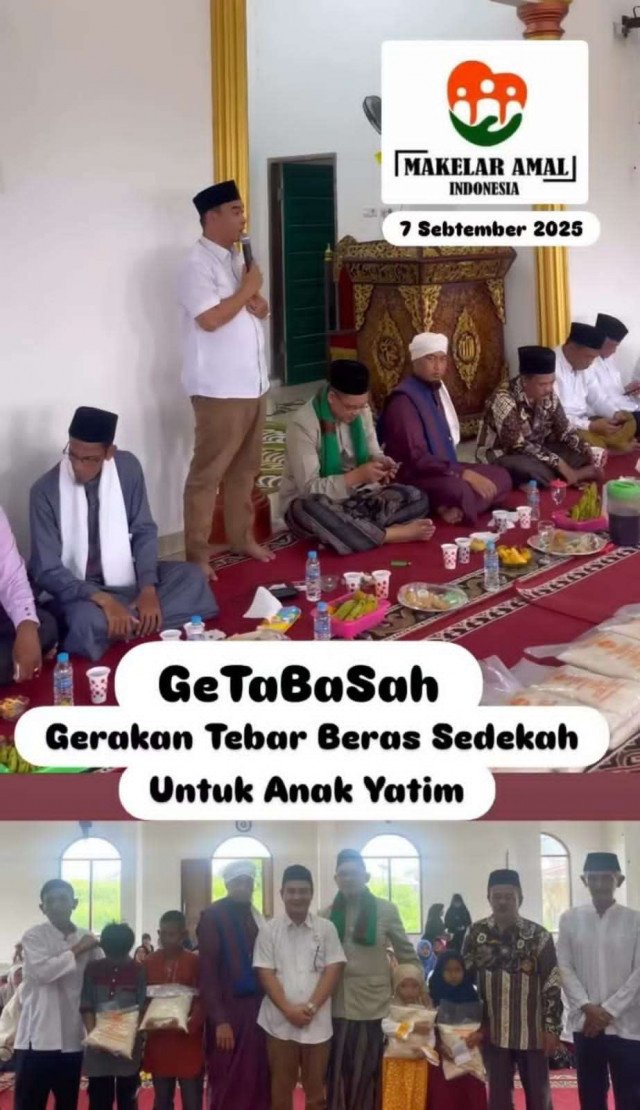 Makelar Amal Indonesia Tebar Berkah, Santuni 20 Anak Yatim di Masjid Al-Barokah Sako