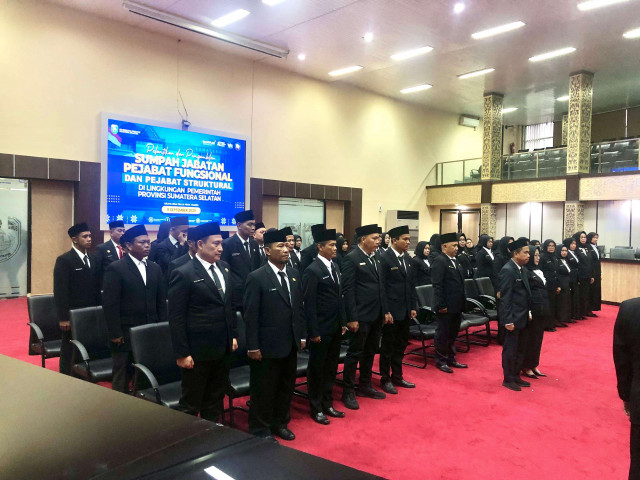 54 Pejabat Fungsional dan Struktural di Lingkungan Pemprov Sumsel Resmi Dilantik