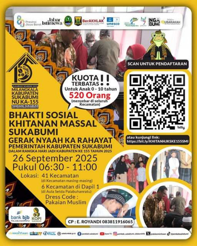 Khitanan Massal Meriahkan Hari Jadi ke-155 Kabupaten Sukabumi