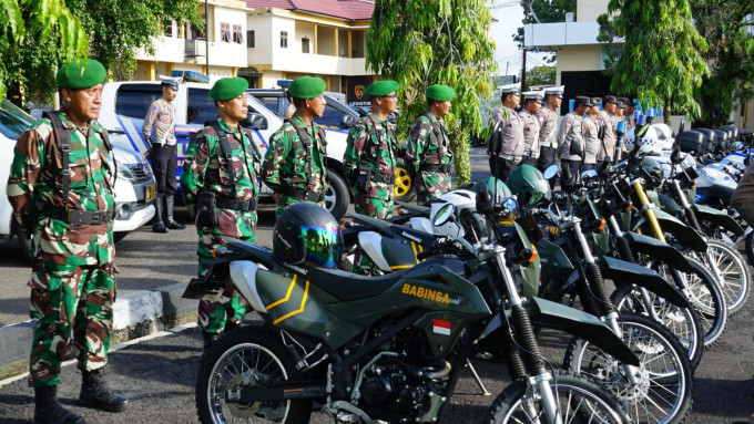 Perkuat Sinergitas, Anggota Kodim 1016/Palangka Raya Ikuti Apel Gelar Pasukan Operasi Zebra Telabang 2025