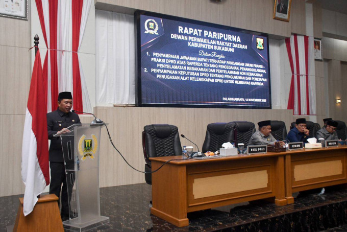 DPRD Kabupaten Sukabumi Gelar Paripurna Penyampaian Jawaban Bupati atas Pandangan Umum Fraksi Terkait Raperda Kebakaran