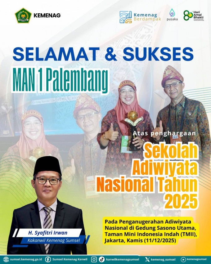 MAN 1 Palembang Kukuhkan Diri sebagai Madrasah Peduli Lingkungan Lewat Adiwiyata Nasional 2025