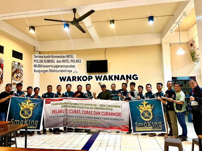 Kegiatan Komunitas Sekayu Motor RX – King di hadiri Direktorat Intelkam Polda Sumsel yang diwakilkan oleh Kanit III Subdit Kamneg AKP Budiyono