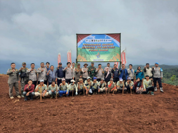 Kegiatan Penanaman Jagung serentak 750 Ha Polda Jabar tingkat Polsek Cigudeg- Polres Bogor Kwartal I th 2026