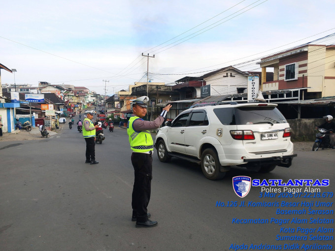 Strong Point Pagi Ramadhan, Satlantas Polres Pagar Alam Siaga di Titik Rawan