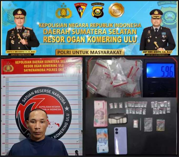 Satresnarkoba Polres OKU Ringkus Pengedar Sabu 5,96 Gram di Kabupaten OKU, 27 Paket Siap Edar Disita Malam Hari