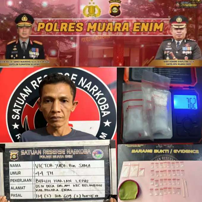 Satresnarkoba Polres Muara Enim Ungkap Dua Kasus Sekaligus, Total 31 Paket Sabu Diamankan