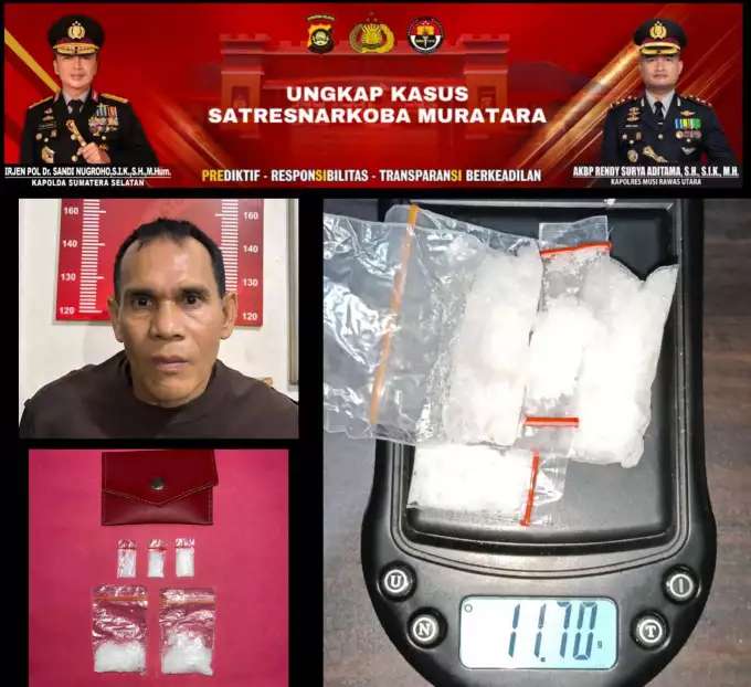 Lima Paket Sabu dalam Dompet Merah Disita Polisi di Muratara