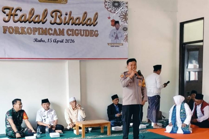 Kapolsek cigudeg hadiri halal bihalal bersama Forkopimcam dan pengajian MUI cigudeg 