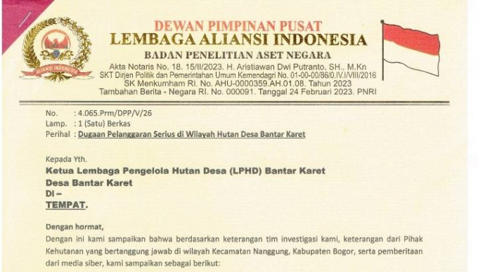 Izin Pengelolaan Hutan Desa Bantar Karet bisa dicabut, LAI: Jangan korbankan kepentingan masyarakat desa demi Haji K