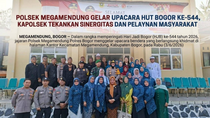 Kapolsek Megamendung Jadi Irup Peringatan Upacara HUT Bogor KE 544 Tahun 2026 Tingkat Kecamatan Megamendung Kabupaten Bogor 