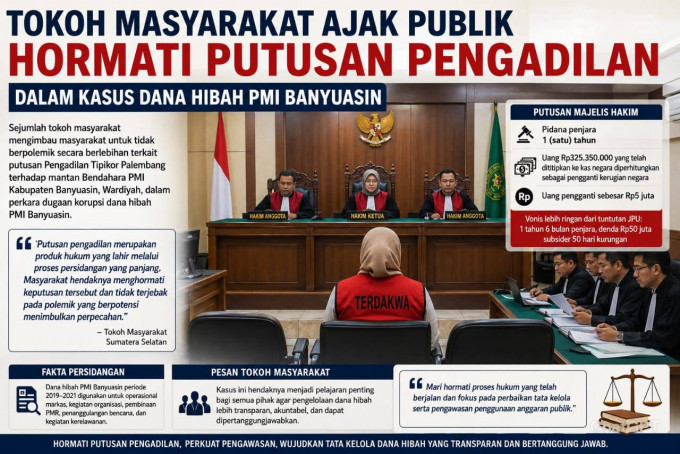 Tokoh Masyarakat Ajak Publik Hormati Putusan Pengadilan dalam Kasus Dana Hibah PMI Banyuasin