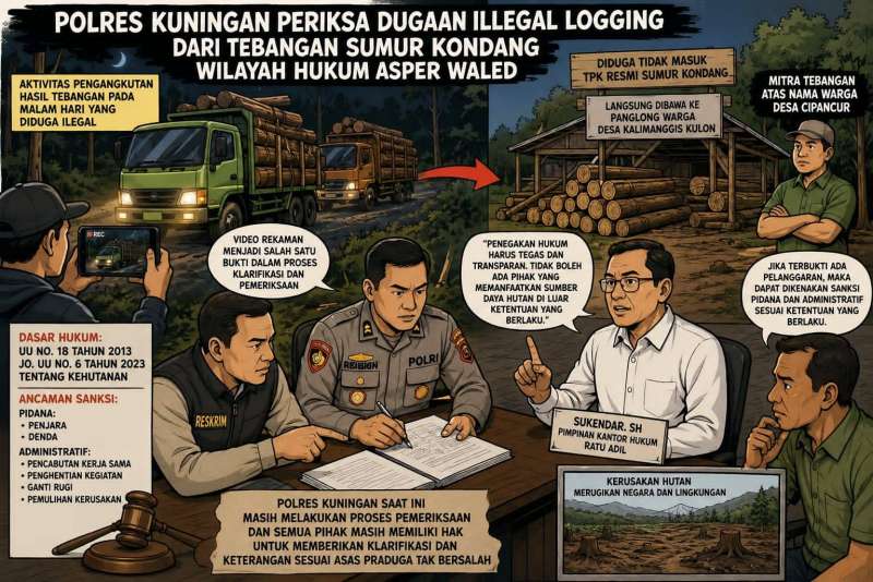 Polres Kuningan periksa laporan ilegal logging dari Tebangan Sumur Kondang wilayah hukum Asper Waled