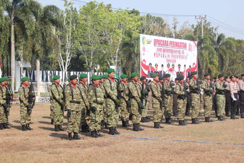 Anggota Kodim 1016/Plk Ikuti Upacara Peringatan HUT Ke 81 Kemerdekaan Republik Indonesia