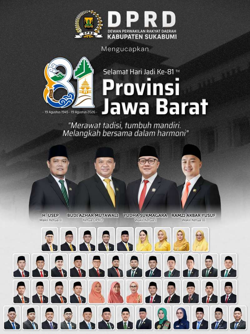 DPRD Kabupaten Sukabumi Mengucapkan Selamat Hari Jadi Ke-81 Provinsi Jawabarat 19 Agustus 2026