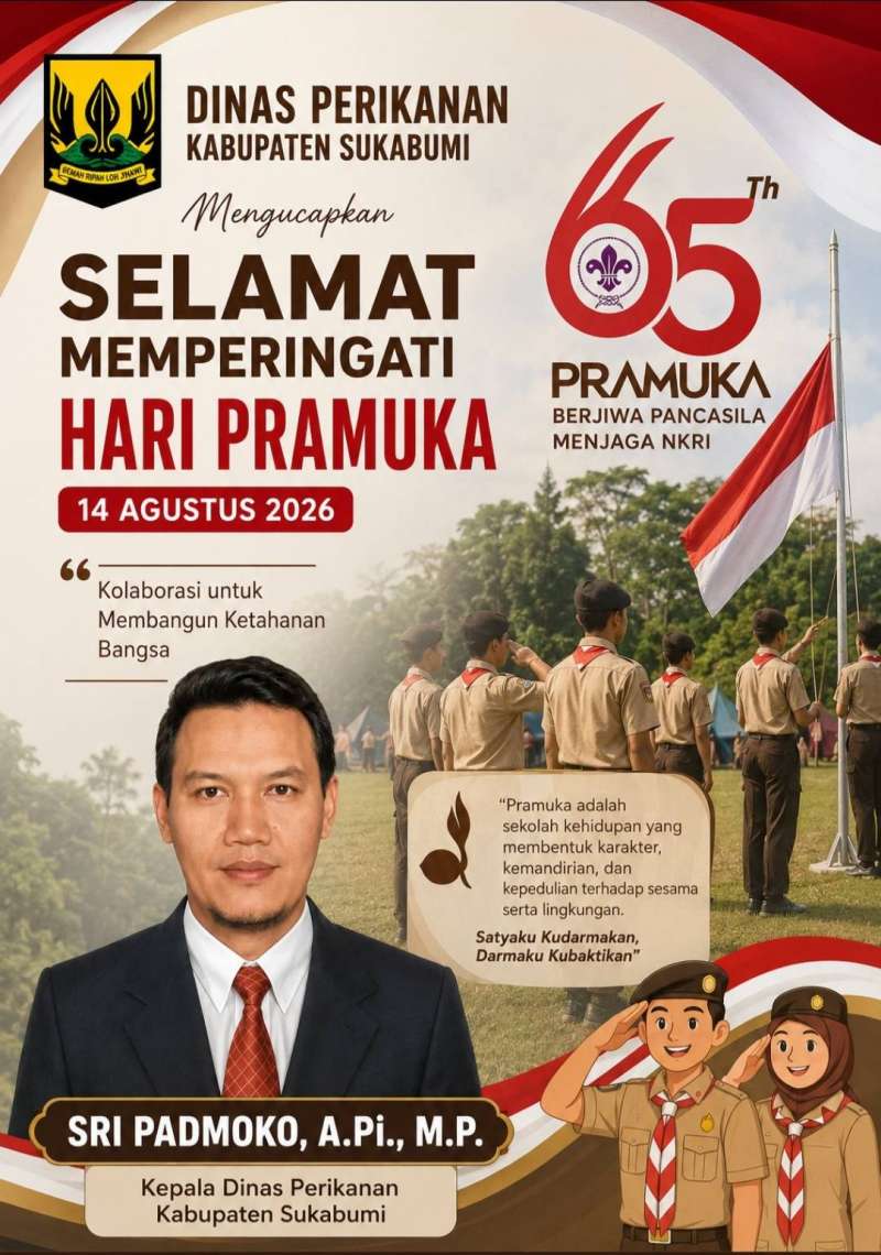 Dinas Perikanan Kabupaten Sukabumi Mengucapkan Selamat Hari Pramuka Ke-65 14 Agustus 2026