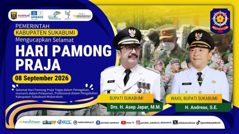 Pemerintah Kabupaten Sukabumi Mengicapkan Selamat Hari Pamong Praja 08 September 2026