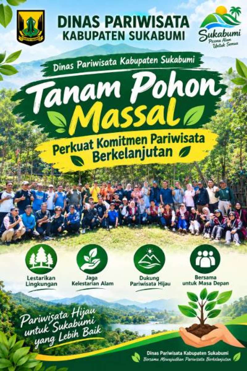 Dinas Pariwisata Kabupaten Sukabumi Tanam Pohon Massal, Perkuat Komitmen Pariwisata Berkelanjutan