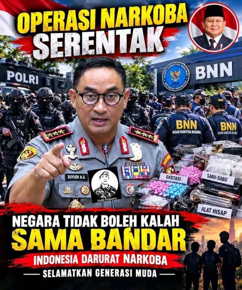 Operasi Narkoba Serentak! KAPOLRI & BNN Harus Habisi Jaringan Bandar, Negara Tidak Boleh Kalah 