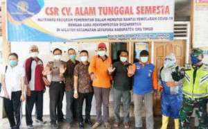 Cegah Penyebaran Virus Corona, CV. ATS Lakukan Penyemprotan Disinfektan Ditempat Fasilitas Umum Jayapura, OKU Timur