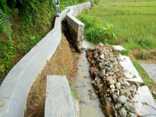 Baru Saja dibangun, Proyek P3A Desa Sukamarga Sajira Lebak Sudah Jebol diduga Asal Jadi