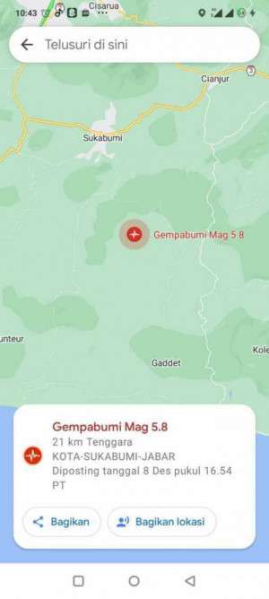 Gempa Sukabumi Akibat Aktivitas Batuan di Lempeng Indo-Australia