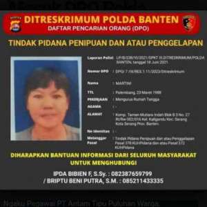 Ngaku Pegawai PT Antam Tipu Puluhan Warga, Wanita Asal Kaligandu Kota Serang Masuk DPO Polda Banten