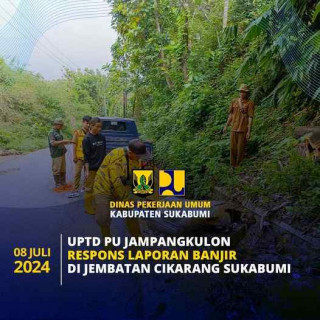UPTD PU Jampangkulon Respons Laporan Banjir Di Jembatan Cikarang Sukabumi