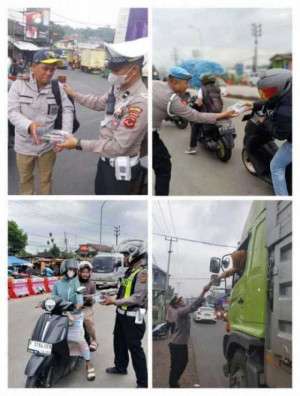 Polisi POSPAM Bagikan Ratusan Takjil Gratis kepada Masyarakat di Sukabumi