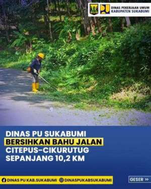 Dinas PU Kabupaten Sukabumi Lakukan Pembersihan Bahu Jalan di Ruas Citepus – Cikurutug