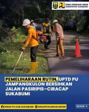 Dinas PU Kabupaten Sukabumi Lakukan Pembersihan Bahu Jalan di Ruas Pasiripis–Ciracap