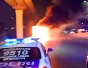 Bus Terbakar di Tol Karawang Barat KM47