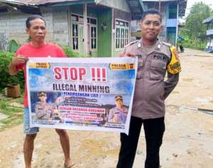 Bhabinkamtibmas Kec. Katingan Hulu dan Bukit Raya Sosialisasi tentang larangan Ilegal Mining.