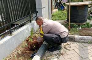 Bhabinkamtibmas Cipayung Girang Ajak Warga Tanam Pohon dan Bersihkan Lingkungan.